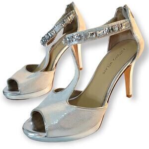 Antonio Melani Silver Rhinestone Jeweled Heels Size 8.5M